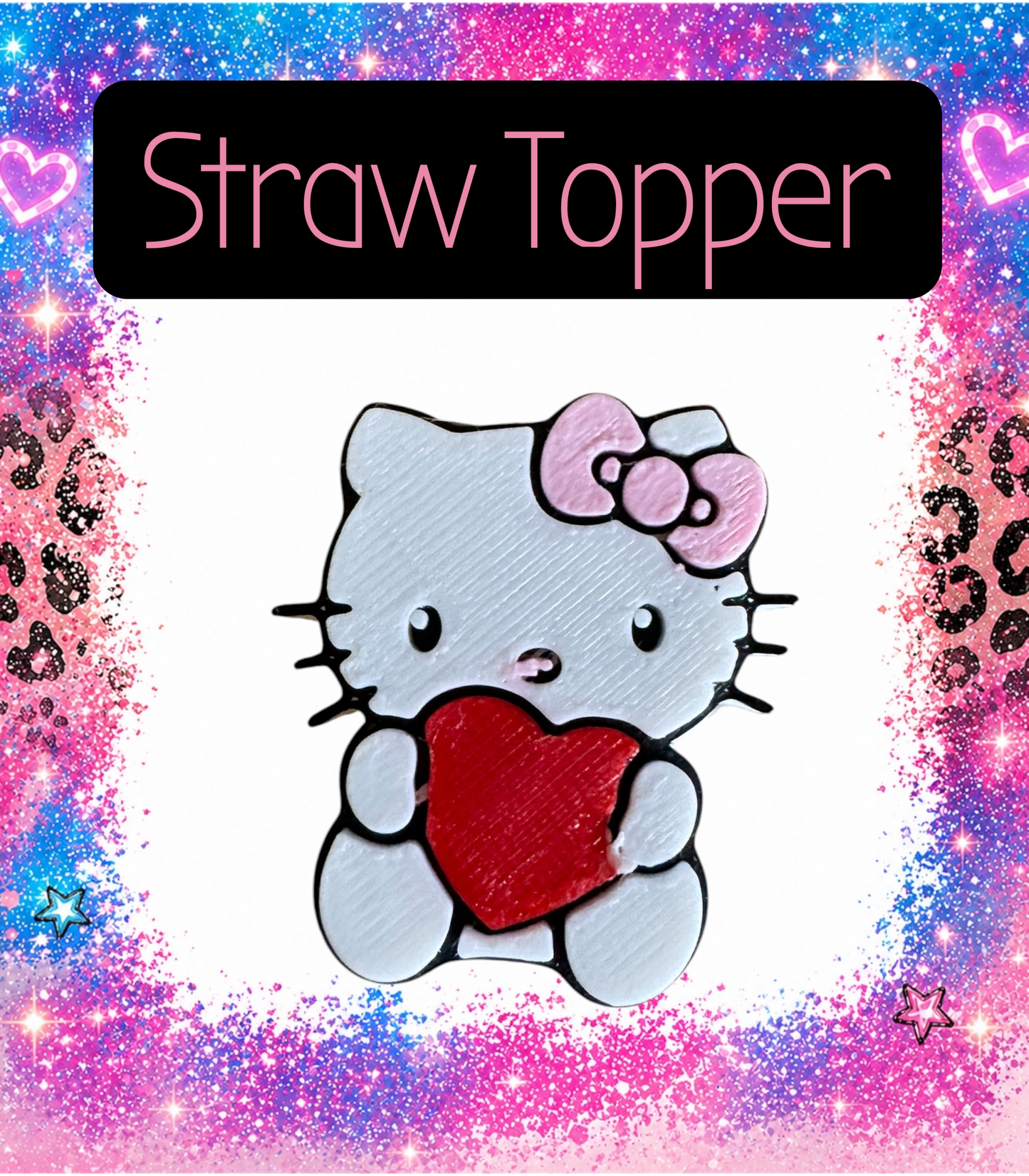 Kitty 3-D Printed Straw Topper