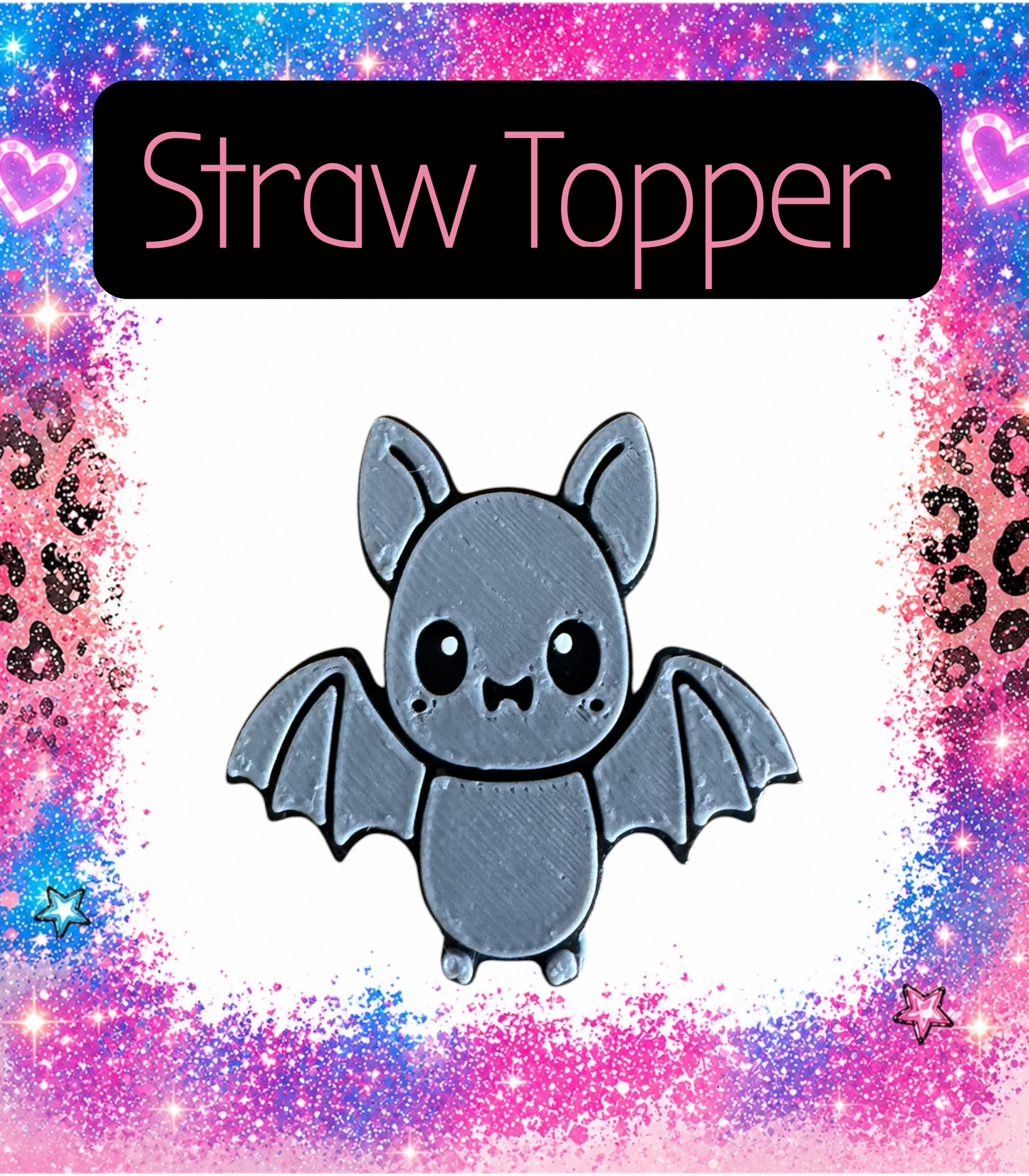 Bat 3-D Printed Straw Topper