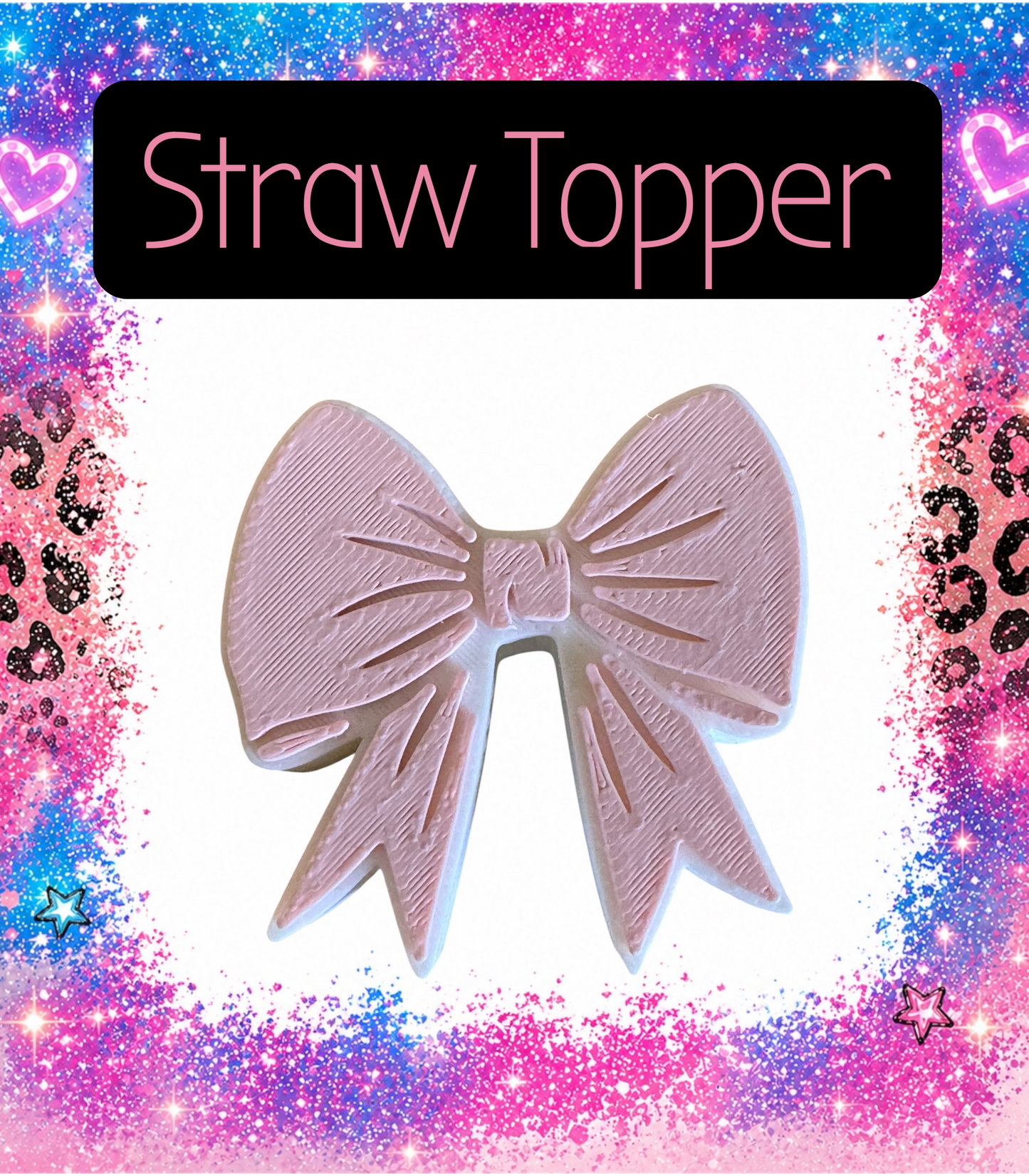 Light Pink Bow 3-D Printed Straw Topper