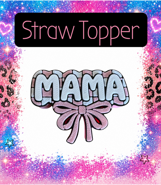 Pink Mama Checkered   3D Printed Straw Topper