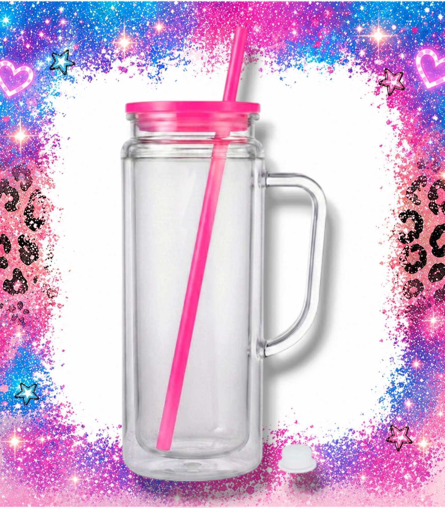 20 oz Acrylic with Handle - Hot Pink