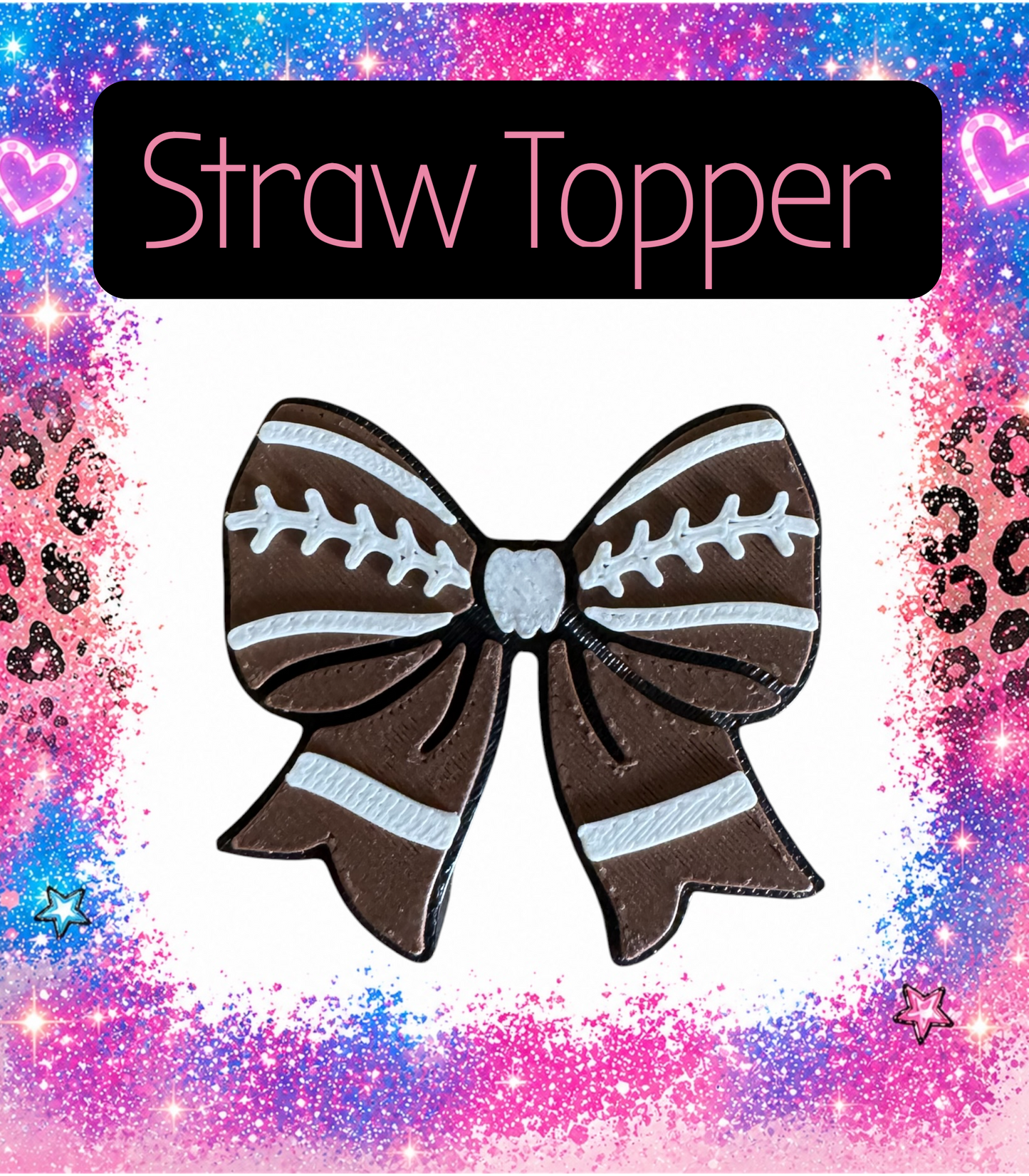 Football Bow 3-D Printed Straw Topper