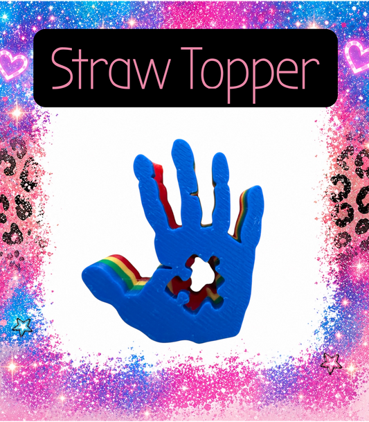 Autism Hand 3-D Printed Straw Topper