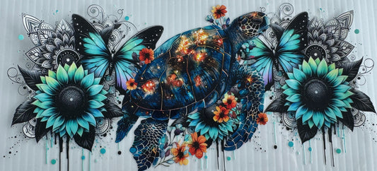Turtle Floral Teal Wrap