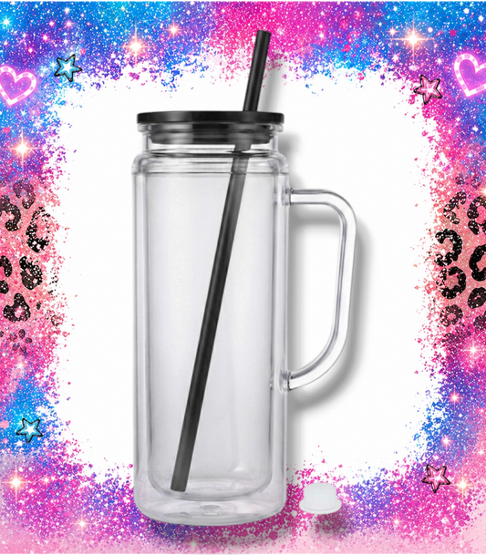 BLACK 20 oz Acrylic Tumbler WITH HANDLE