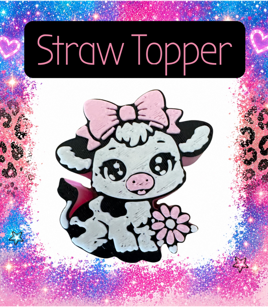 Cow 3D Printed Straw Topper