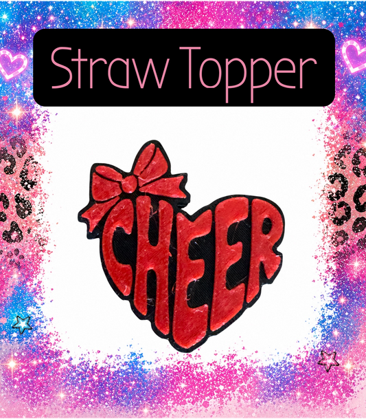 Red Cheer 3D Printed Straw Topper