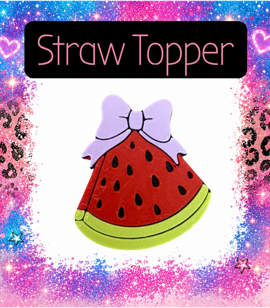 Watermelon 3-D Printed Straw Topper