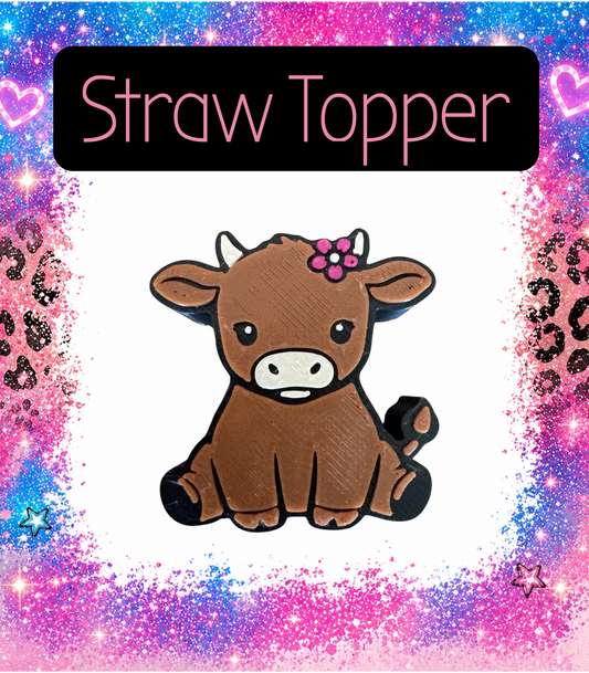 Highland Cow 3D Printed Straw Topper