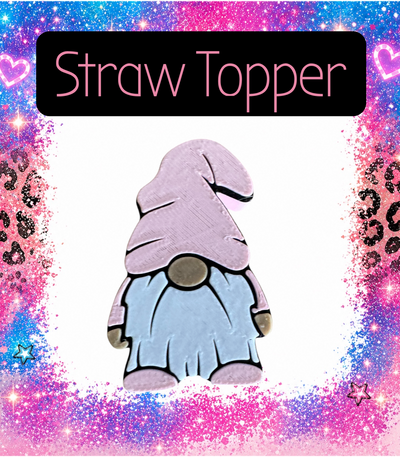 Pink Gnome 3-D Printed Straw Topper