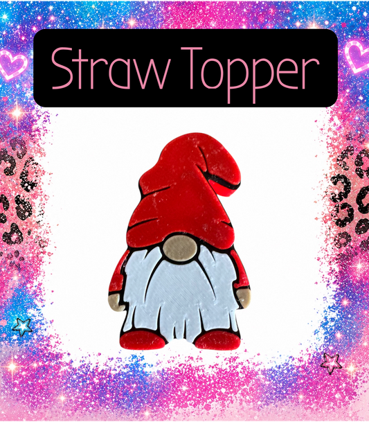 Red Gnome 3-D Printed Straw Topper
