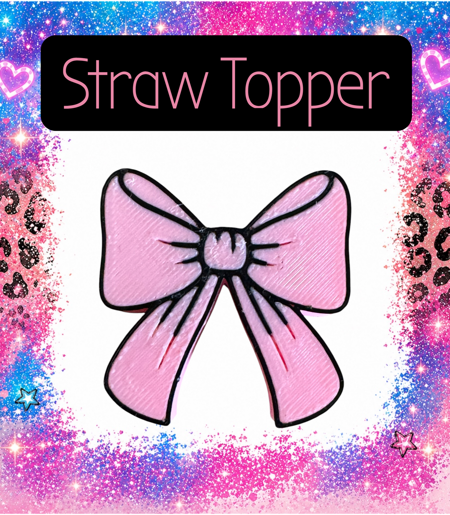 Pink Bow 3-D Printed Straw Topper