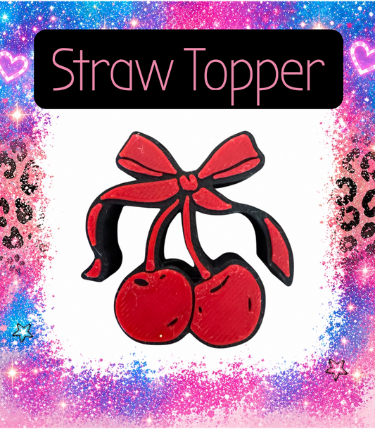 Cherry Bow 3-D Printed Straw Topper