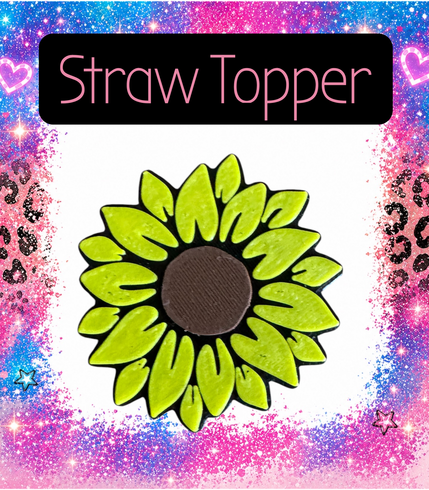 Sunflower  3-D Printed Straw Topper