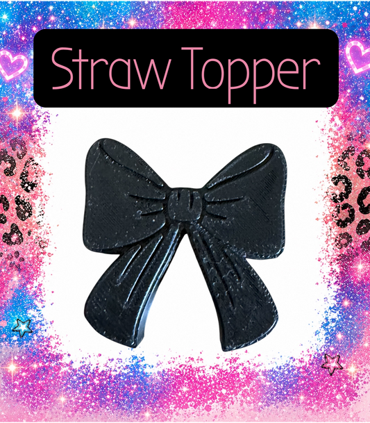 Black Bow 3-D Printed Straw Topper