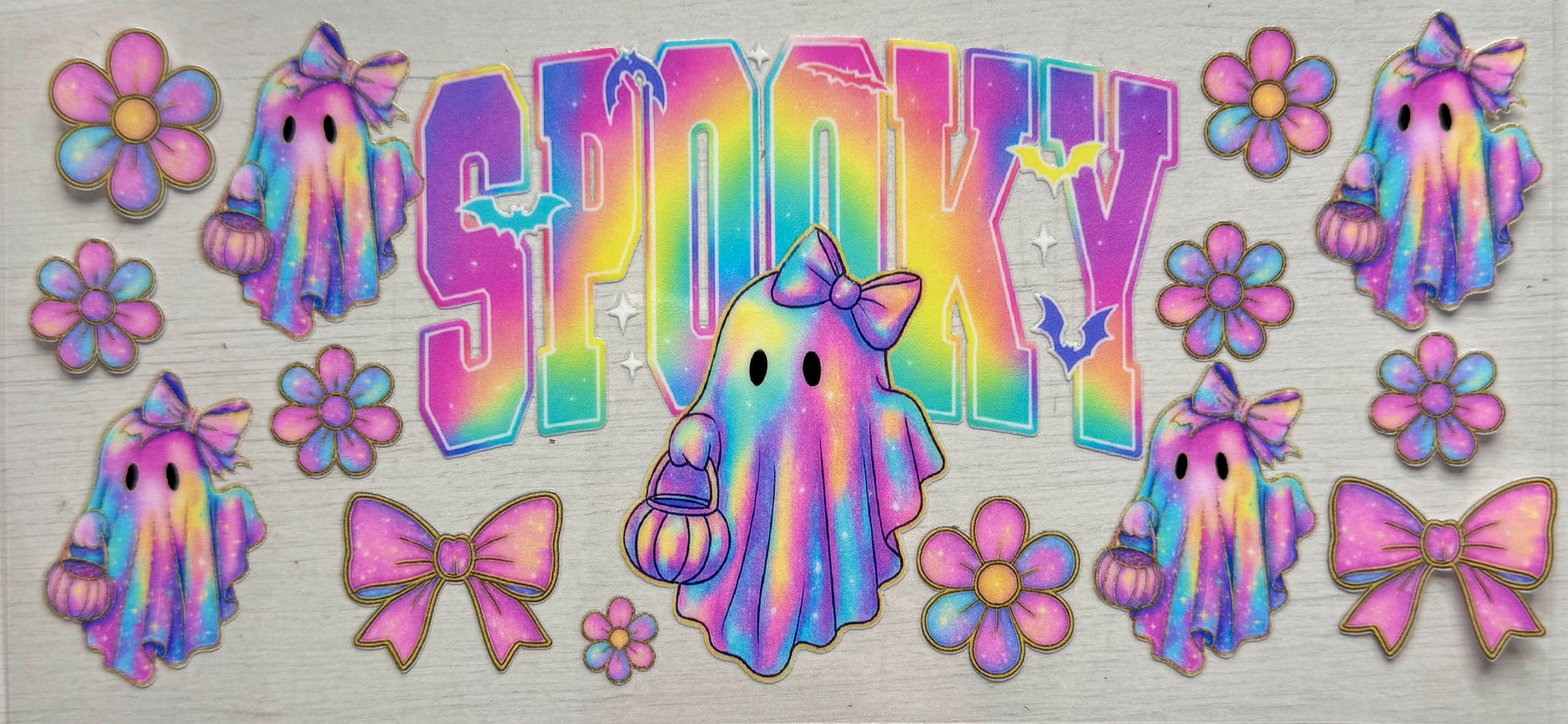 Spooky rainbow ghost design