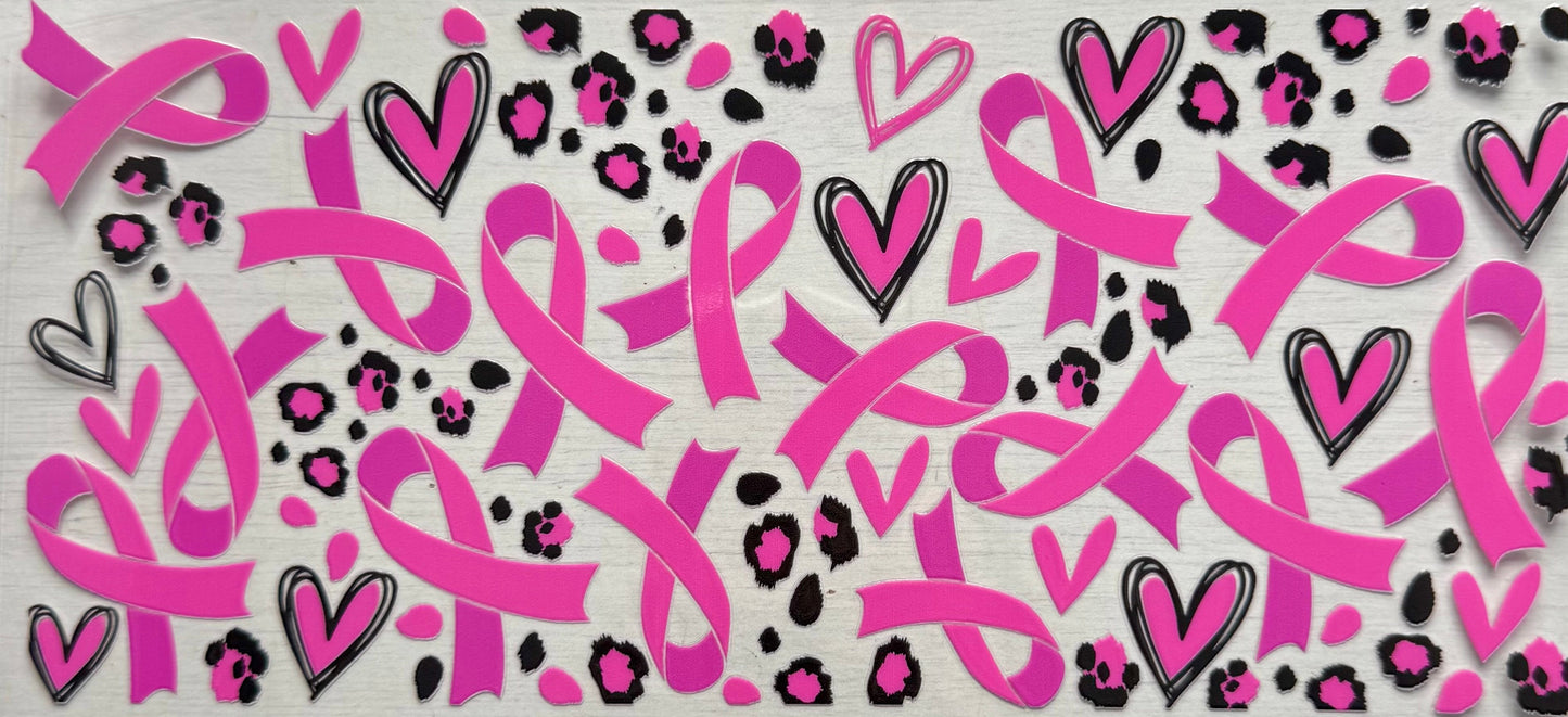 Pink ribbons and hearts design