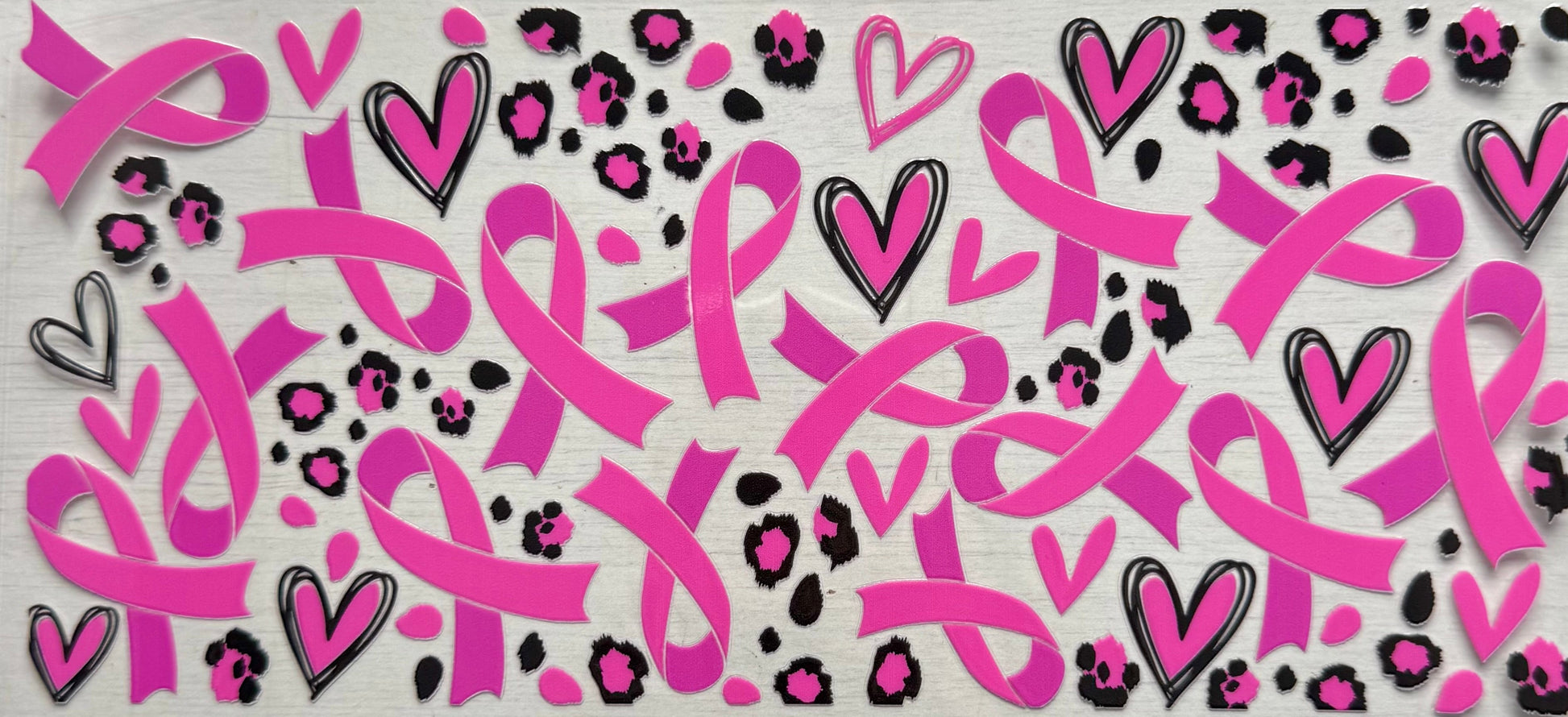 Pink ribbons and hearts design