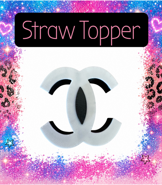 White C•C 3D Printed Straw Topper