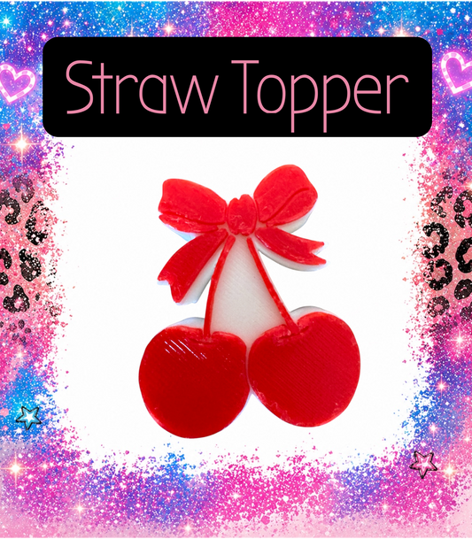 Cherry Hand 3-D Printed Straw Topper