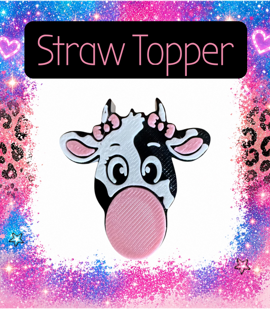 Cow 3-D Printed Straw Topper