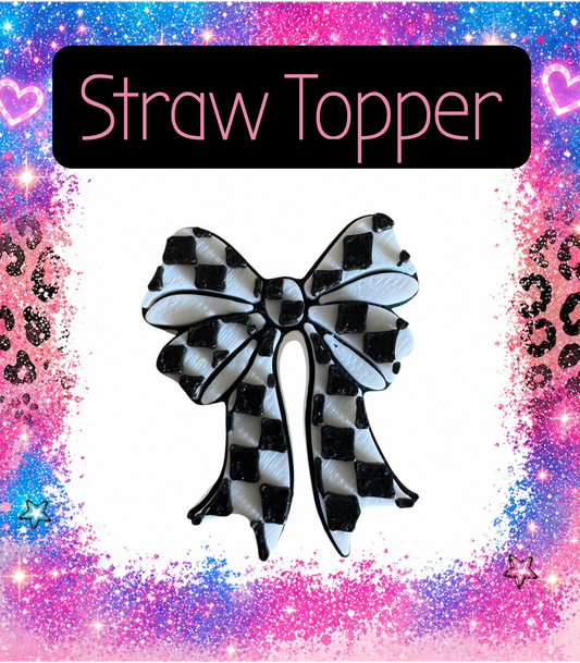 Check Bow 3-D Printed Straw Topper